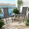 Hivvago 2 Pieces Patio Folding Dining Chairs Aluminium Adjustable Back-gray