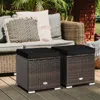 Hivvago 2 Pieces Patio Ottoman With Hidden Storage Space-black