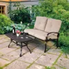Hivvago 2 Pieces Patio Outdoor Cushioned Coffee Table Seat-blue