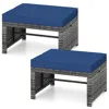 Hivvago 2 Pieces Patio Pe Rattan Ottomans With Soft Zippered Cushions For Deck