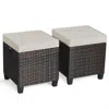 Hivvago 2 Pieces Patio Rattan Ottoman Set With Removable Cushions-navy