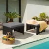 Hivvago 2 Pieces Patio Rattan Ottomans With Soft Cushion For Patio And Garden-red