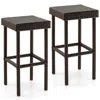 Hivvago 2 Pieces Patio Rattan Wicker Bar Stool Chairs-brown