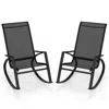 Hivvago 2 Pieces Patio Rocking Chairs Outdoor Sling Fabric Rockers With Ergonomic Backrest And Seat-black