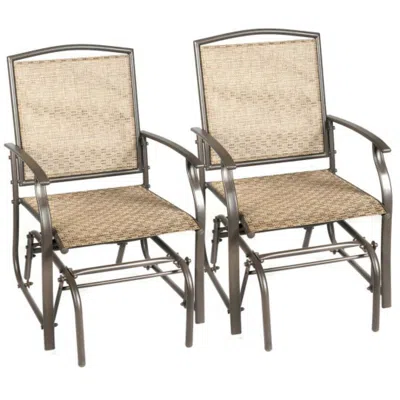 Hivvago 2 Pieces Patio Swing Single Glider Chair Rocking Seating In Neutral