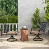 Hivvago 2 Pieces Patio Swivel Chairs With Blossom Pattern Backrest And Cushions-black