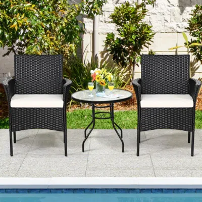 Hivvago 2 Pieces Patio Wicker Chairs With Cozy Seat Cushions In White