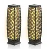 Hivvago 2 Pieces Solar-powered Diamond Wicker Floor Lamps With Auto Led Light-black