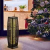 Hivvago 2 Pieces Solar-powered Diamond Wicker Floor Lamps With Auto Led Light-black