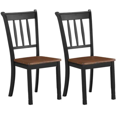 Hivvago 2 Pieces Solid Whitesburg Spindle Back Wood Dining Chairs-black