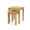 Hivvago 2 Pieces Space Saving Design Teak Wood Outdoor Patio Nesting Table