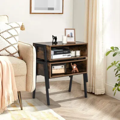 Hivvago 2 Pieces Stackable Night Stand Bedside End Table Set In Blue