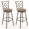 Hivvago 2 Pieces Swivel Pluch Fabrice Cushioned Bar Stool Set-brown