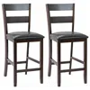 Hivvago 2-pieces Upholstered Bar Stools Counter Height Chairs With Pu Leather Cover