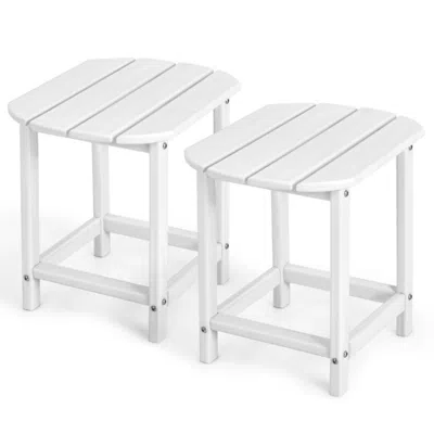 Hivvago 2-pieces18 Inches Adirondack Outdoor Side Table For Patio And Garden In White