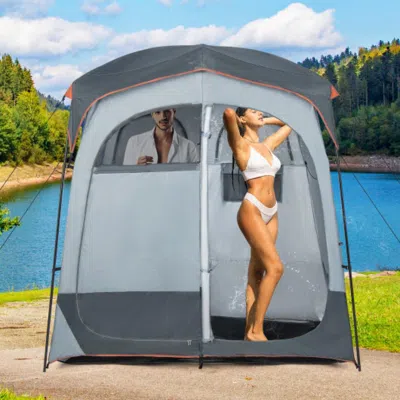 Hivvago 2 Rooms Oversize Privacy Shower Tent With Removable Rain Fly And Inside Pocket-gray