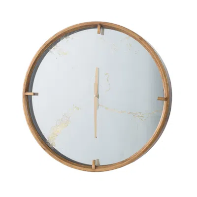Hivvago 2" Round Gold Wood Analog Wall Clock