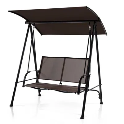 Hivvago 2-seat Outdoor Canopy Swing With Comfortable Fabric Seat And Heavy-duty Metal Frame-navy In Black