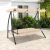 Hivvago 2-seat Outdoor Convertible Swing Chair With Flat Bed And Adjustable Canopy-beige