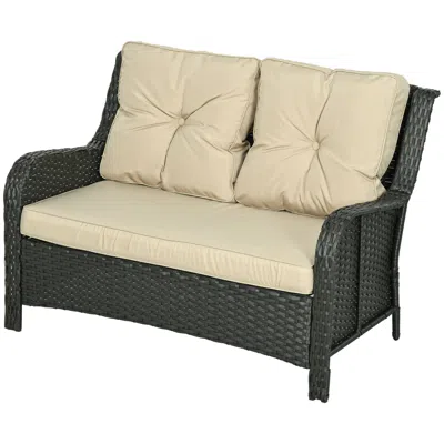 Hivvago 2-seater Outdoor Sofa With Cushions In Black