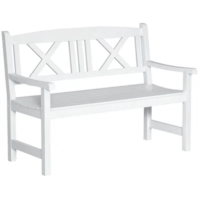 Hivvago 2 Seater Patio Bench Wooden Garden Loveseat Outdoor Seating In White