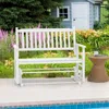 Hivvago 2 Seats Outdoor Glider Bench With Armrests And Slatted Seat-white