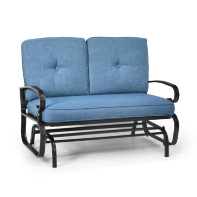Hivvago 2 Seats Outdoor Swing Glider Chair With Comfortable Cushions-blue