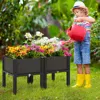 Hivvago 2 Set Elevated Plastic Raised Garden Bed Planter Kit For Flower Vegetable Grow-brown