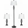 Hivvago 2 Table Lamps 1 Floor Lamp Set With Fabric Shades