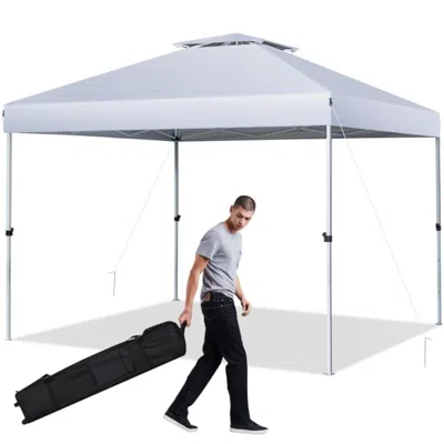 Hivvago 2-tier 10 X 10 Feet Pop-up Canopy Tent With Wheeled Carry Bag-black