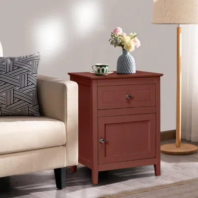 Hivvago 2-tier Accent Table With Spacious Tabletop-cherry
