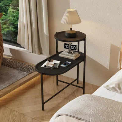 Hivvago 2-tier Black Side Table With Storage