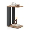 Hivvago 2-tier C-shaped Side Table With Universal Wheels And Shelf-rustic Brown