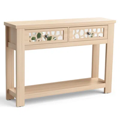 Hivvago 2-tier Console Table With Drawers And Open Storage Shelf-natural In Neutral