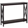 Hivvago 2-tier Console X-design Sofa Side Accent Table-espresso