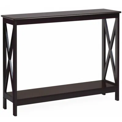 Hivvago 2-tier Console X-design Sofa Side Accent Table-espresso