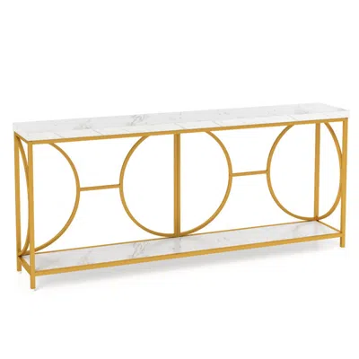 Hivvago 2-tier Faux Marble Top Console Table With Storage Shelf