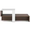 Hivvago 2-tier Geometric Coffee Table With Storage Shelves For Living Room And Reception Room And Brown In Multi