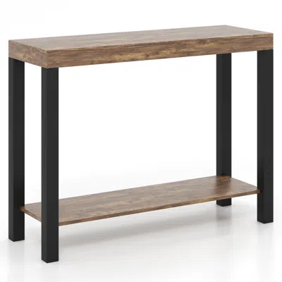 Hivvago 2-tier Home Bar Table With Open Shelves And Storage For Home Kitchen Living Room Pub-rustic Brown
