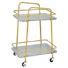 Hivvago 2-tier Kitchen Rolling Cart With Steel Frame And Lockable Casters-gray
