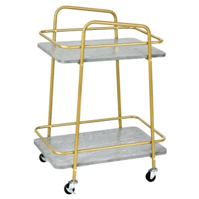 Hivvago 2-tier Kitchen Rolling Cart With Steel Frame And Lockable Casters-gray