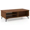 Hivvago 2-tier Mid Century Modern Coffee Table With Storage Shelves Compartments In Brown