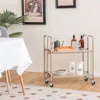 Hivvago 2-tier Mobile Serving Cart With Tempered Glass Shelf-golden