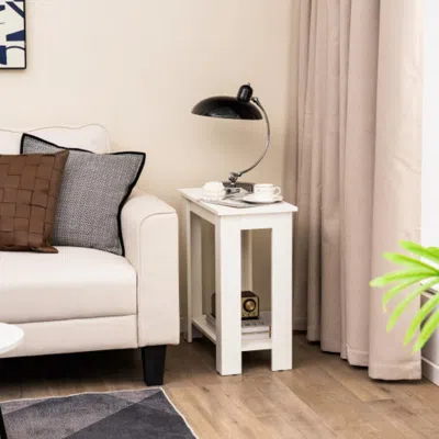 Hivvago 2-tier Modern Compact End Table With Storage Shelf-white