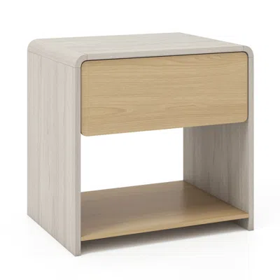 Hivvago 2-tier Modern Style Nightstand With Drawer And Open Shelf-oak