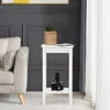Hivvago 2-tier Nightstand End Side Wooden Legs Table For Bedroom-white