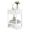 Hivvago 2-tier Round End Table Mid Century Modern Nightstand In White