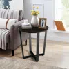 Hivvago 2-tier Round End Table With Storage Shelf & Metal Frame-walnut