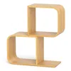 Hivvago 2-tier S-shaped Bamboo Bookcase With 2 Open Cubes For Living Room-natural
