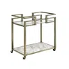 Hivvago 2 Tier Serving Cart With Faux Marble And Metal Frame, Silver